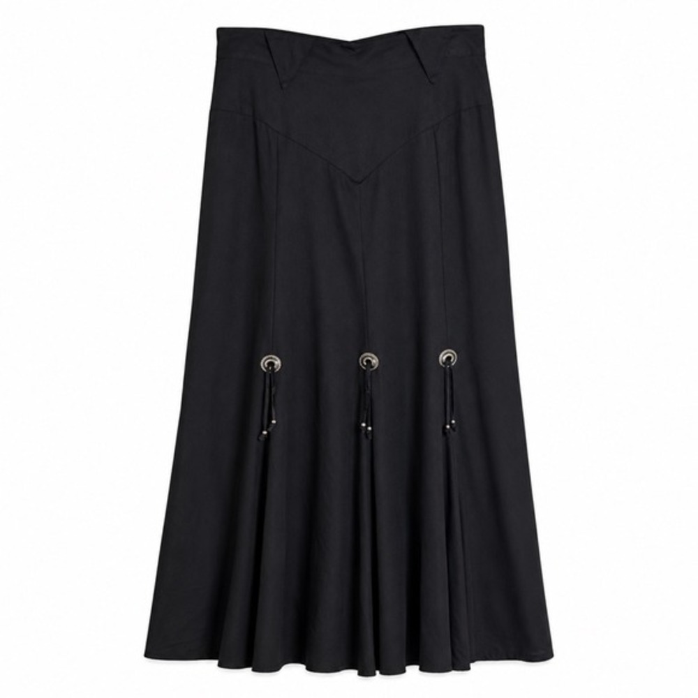 Vintage Circle T Marilyn Lenox Black Concho Western Goth‎ Prairie Maxi Skirt 5/6